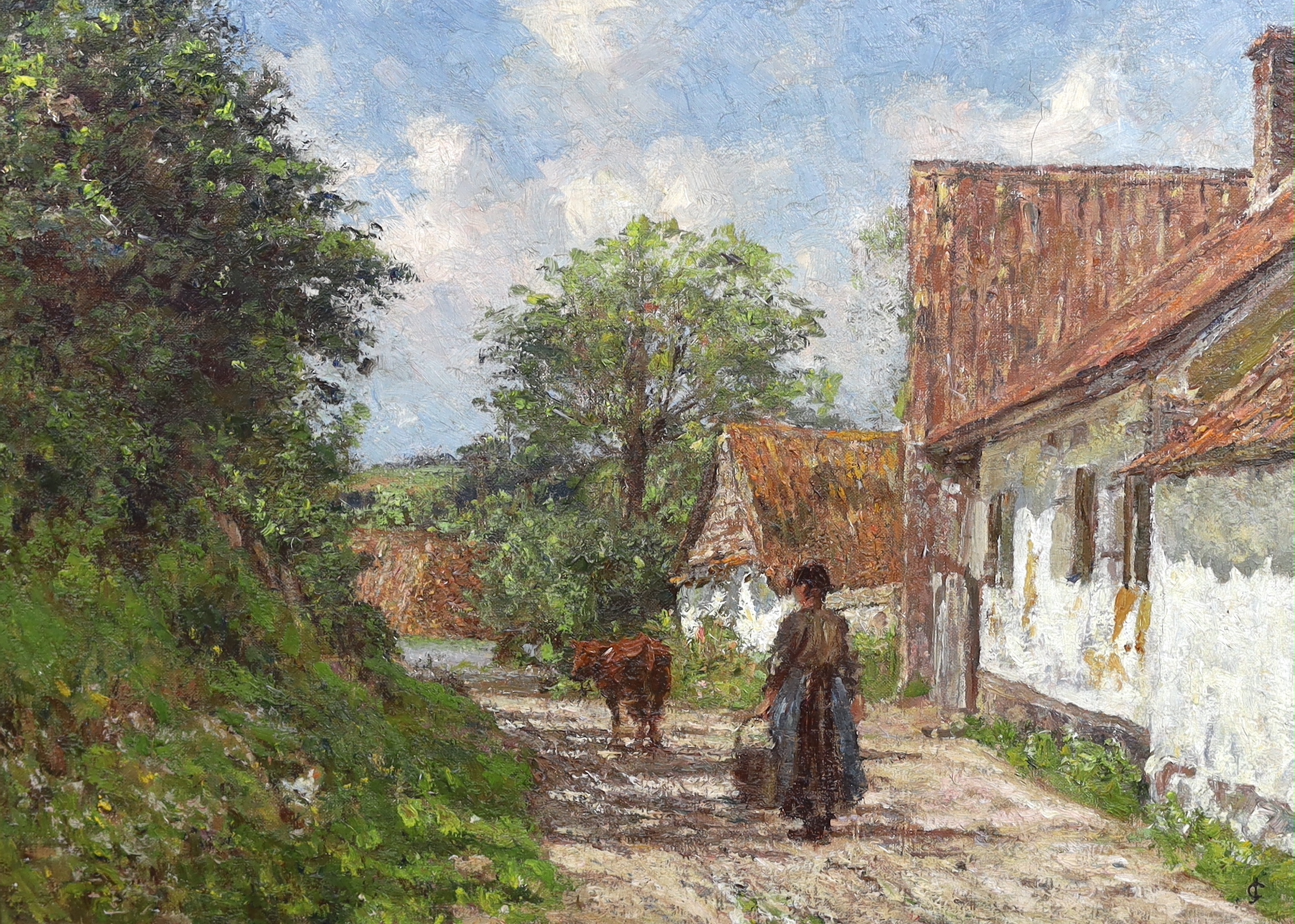 James Charles (British, 1851-1906), 'A French Village', oil on canvas, 49 x 66cm